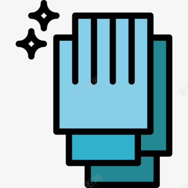 清洁手套26号线性颜色图标图标