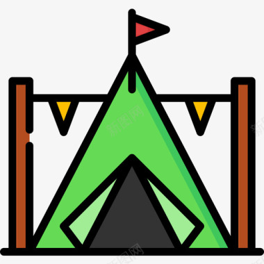 帐篷啤酒节29线性颜色图标图标