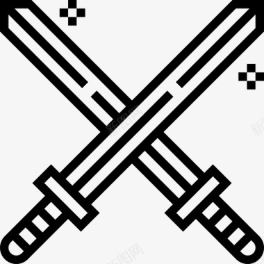 武士刀忍者15线性图标图标