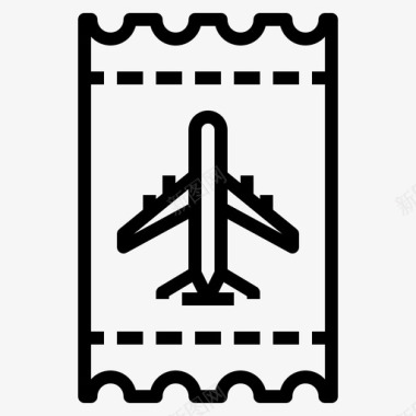 飞机票旅行和地标轮廓图标图标