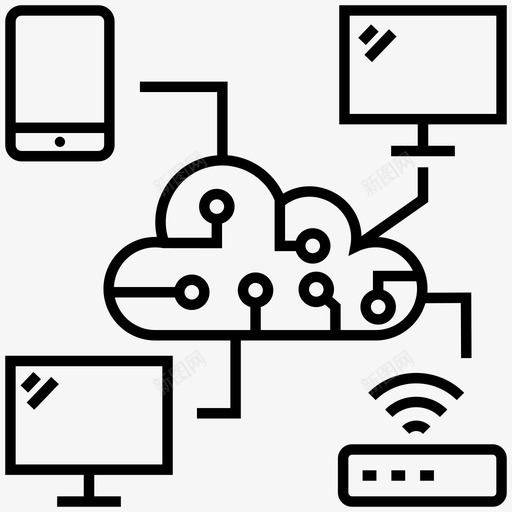 云技术云共享技术云网络图标svg_新图网 https://ixintu.com 云共享技术 云技术 云网络 数字网络