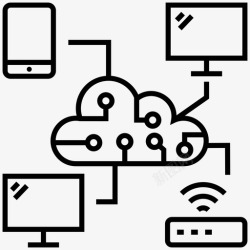 数字网络云技术云共享技术云网络图标高清图片