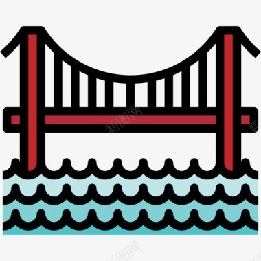 桥梁城市元素建筑4线条色彩图标图标