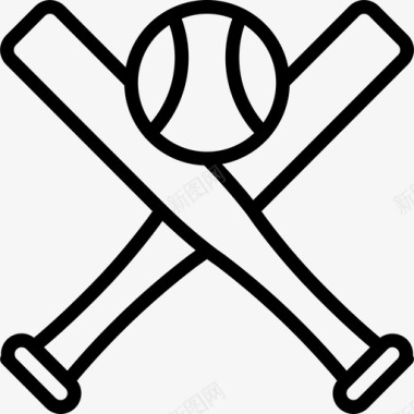 棒球体育和游戏2直线型图标图标