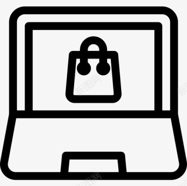 笔记本电脑购物119线性图标图标
