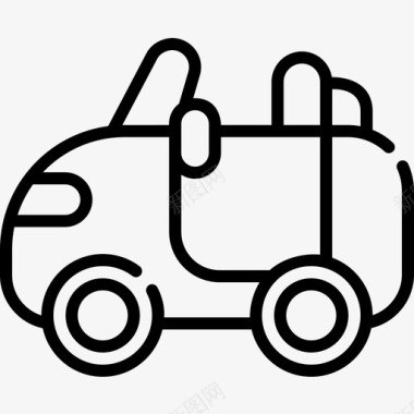 敞篷车车辆和运输2线性图标图标