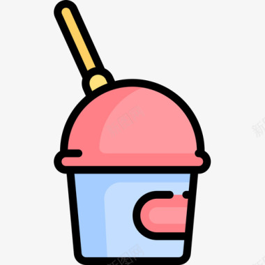 冰淇淋冰淇淋店11线性颜色图标图标