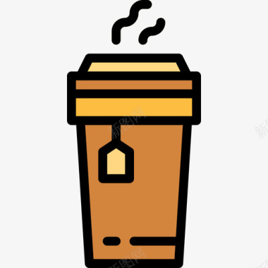 纸杯咖啡店52线性颜色图标图标