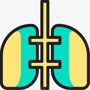 肺医疗保健9线性颜色图标图标