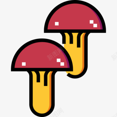 蘑菇秋天42线形颜色图标图标
