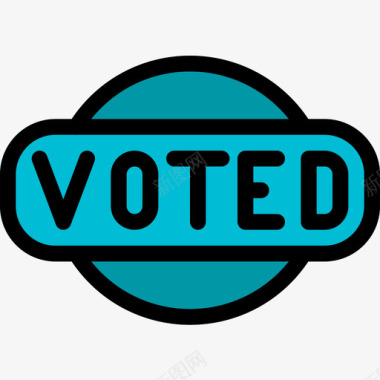 选举投票奖励徽章3线颜色图标图标
