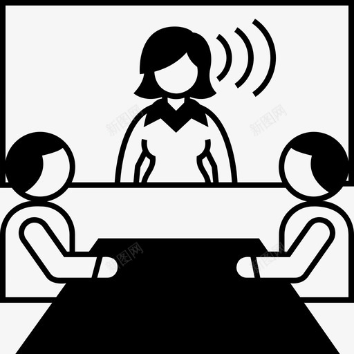 视频会议商务通信图标svg_新图网 https://ixintu.com 会议 商务 女性 女性高管 视频会议 通信