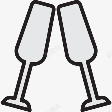 香槟杯饮料13线性颜色图标图标