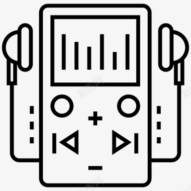 带耳机的ipod数字音乐播放器ipod音乐图标图标
