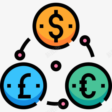 货币财务策略线条色彩图标图标