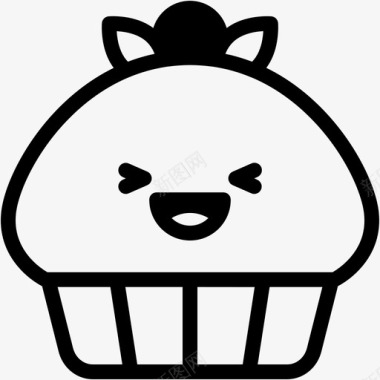 笑面包房纸杯蛋糕图标图标