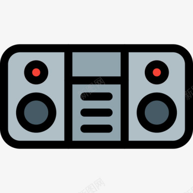收音机音乐46线性颜色图标图标