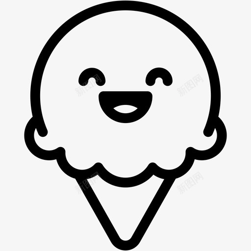 笑表情情绪图标svg_新图网 https://ixintu.com 冰淇淋卷3表情线 冰激凌 情绪 感觉 笑 表情