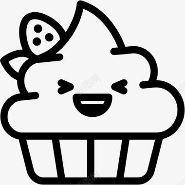 笑面包店纸杯蛋糕图标图标