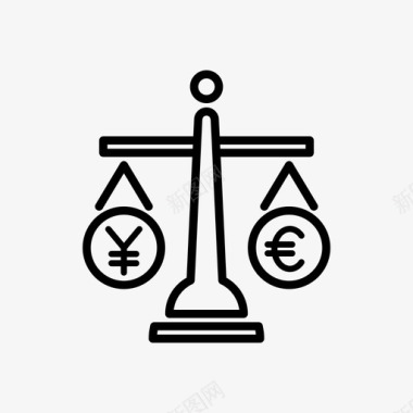 平衡货币兑换欧元日元图标图标