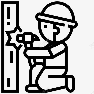 建筑锤子劳动力图标图标