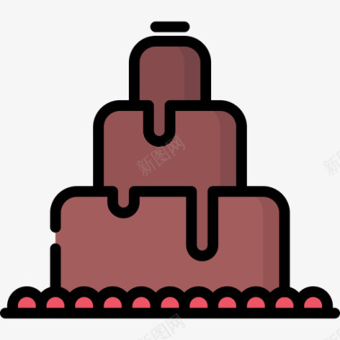 巧克力喷泉婚礼79线性颜色图标图标