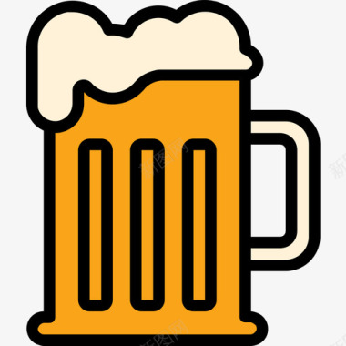 啤酒夏季47线性颜色图标图标