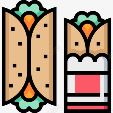玉米煎饼快餐34原色图标图标