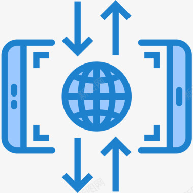 全球网格智能手机应用程序6蓝色图标图标