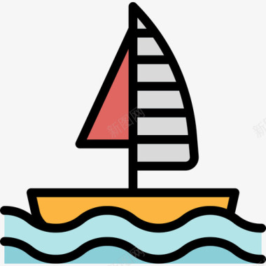 帆船运动75线性颜色图标图标
