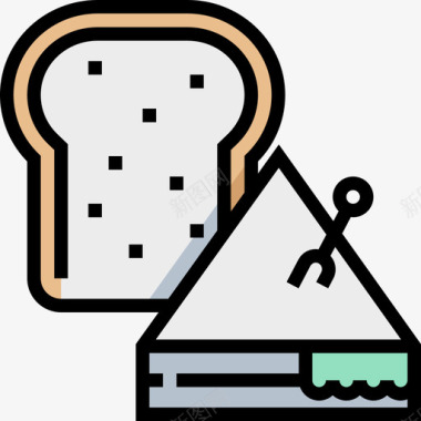 三明治快餐34线性颜色图标图标
