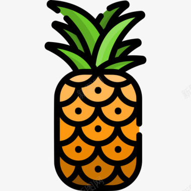 菠萝夏季11线形颜色图标图标