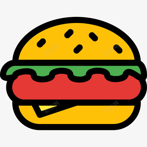汉堡食品90原色图标svg_新图网 https://ixintu.com 原色 汉堡 食品90