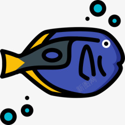 军医军医鱼海洋生物28线性颜色图标高清图片
