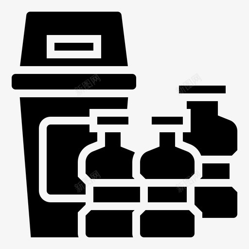 垃圾回收瓶子桶图标svg_新图网 https://ixintu.com 垃圾回收 拯救世界标志 桶 环保 瓶子