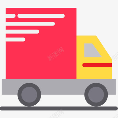 卡车购物和电子商务6扁平图标图标