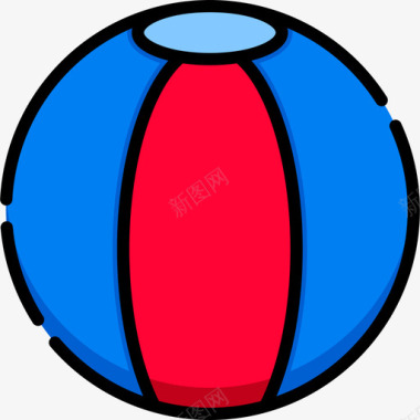 沙滩球热带7线性颜色图标图标