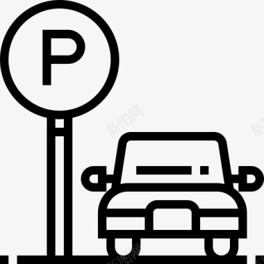 停车场城市要素29线性图标图标