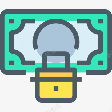 金钱储蓄和投资3线性颜色图标图标