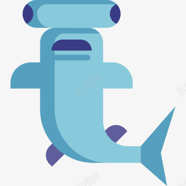 锤头鱼海洋生物14扁平图标图标