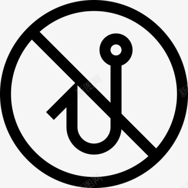 禁止钓鱼公共标志3直线图标图标