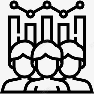 团队合作数字营销56线性图标图标