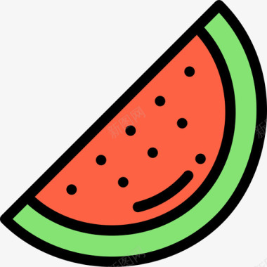 西瓜烧烤19线形颜色图标图标