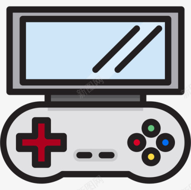 游戏机游戏控制器3线性颜色图标图标