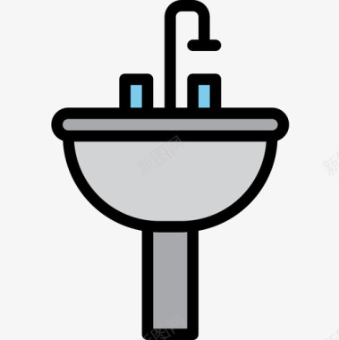 水槽浴室18线性颜色图标图标