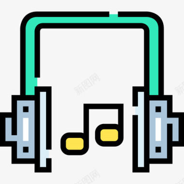 耳机通信和媒体12线性颜色图标图标