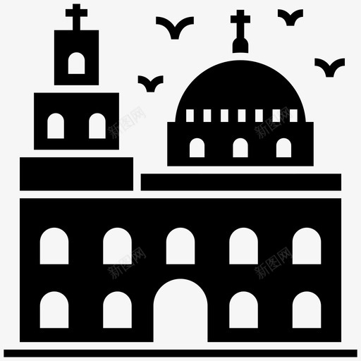 教堂标志穹顶建筑图标svg_新图网 https://ixintu.com 教堂标志 穹顶建筑