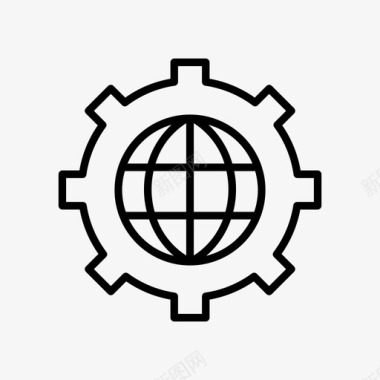 地球仪齿轮国际图标图标