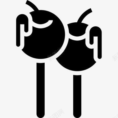 焦糖苹果甜味和糖果6字形图标图标