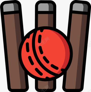 板球运动和游戏6线性颜色图标图标